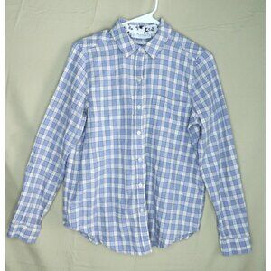 Lucky Brand Button Up Flannel Shirt Men's Small Blue White Plaid Long Sleeves